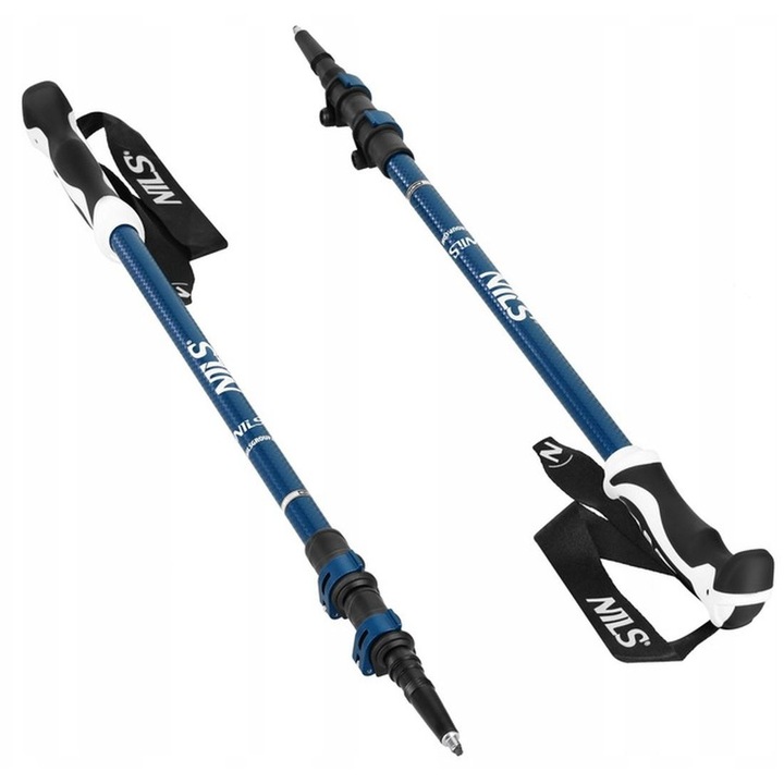 Трекинг щеки NILS TK8601, 65-135 см, алуминий 6061, 3 секции, сини, пълен комплект