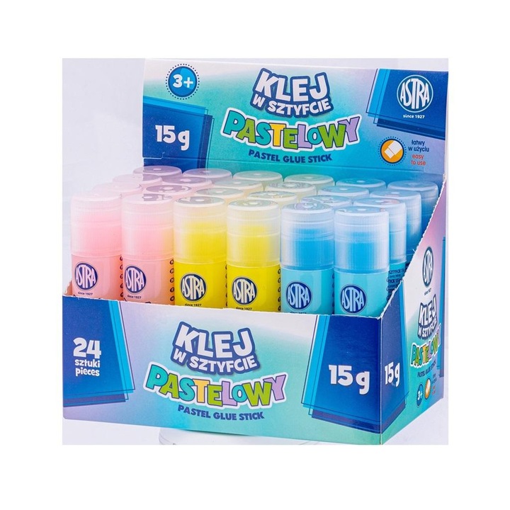 Set lipici pastelati transparenti, ASTRA, 15g, 24 bucati