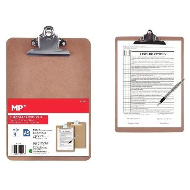 Clipboard A5, MP Main Paper, cu clip, 3mm grosime, 153x227mm