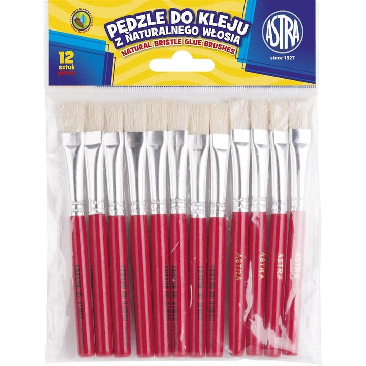 Set pensule pentru lipici, ASTRA, 12 bucati, natural, rigid