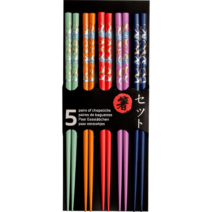 Set 5 perechi betisoare din bambus pentru Sushi 22.5 cm, Cocori