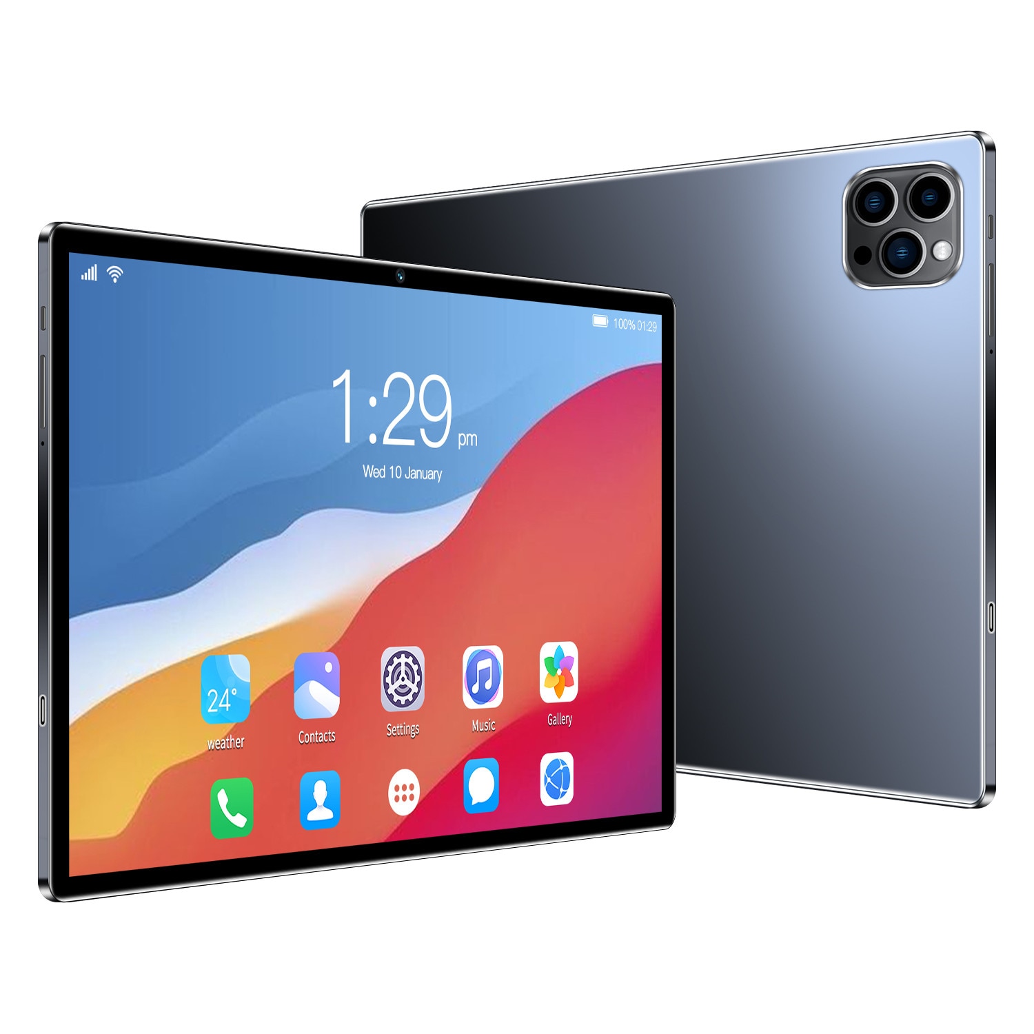 Tableta 10 inci, Android 13, MUMOYAN, Cu SIM, 12GB RAM, 128GB ROM, 1280x800 IPS, Camera dubla, Baterie de 6000mAh, Gri
