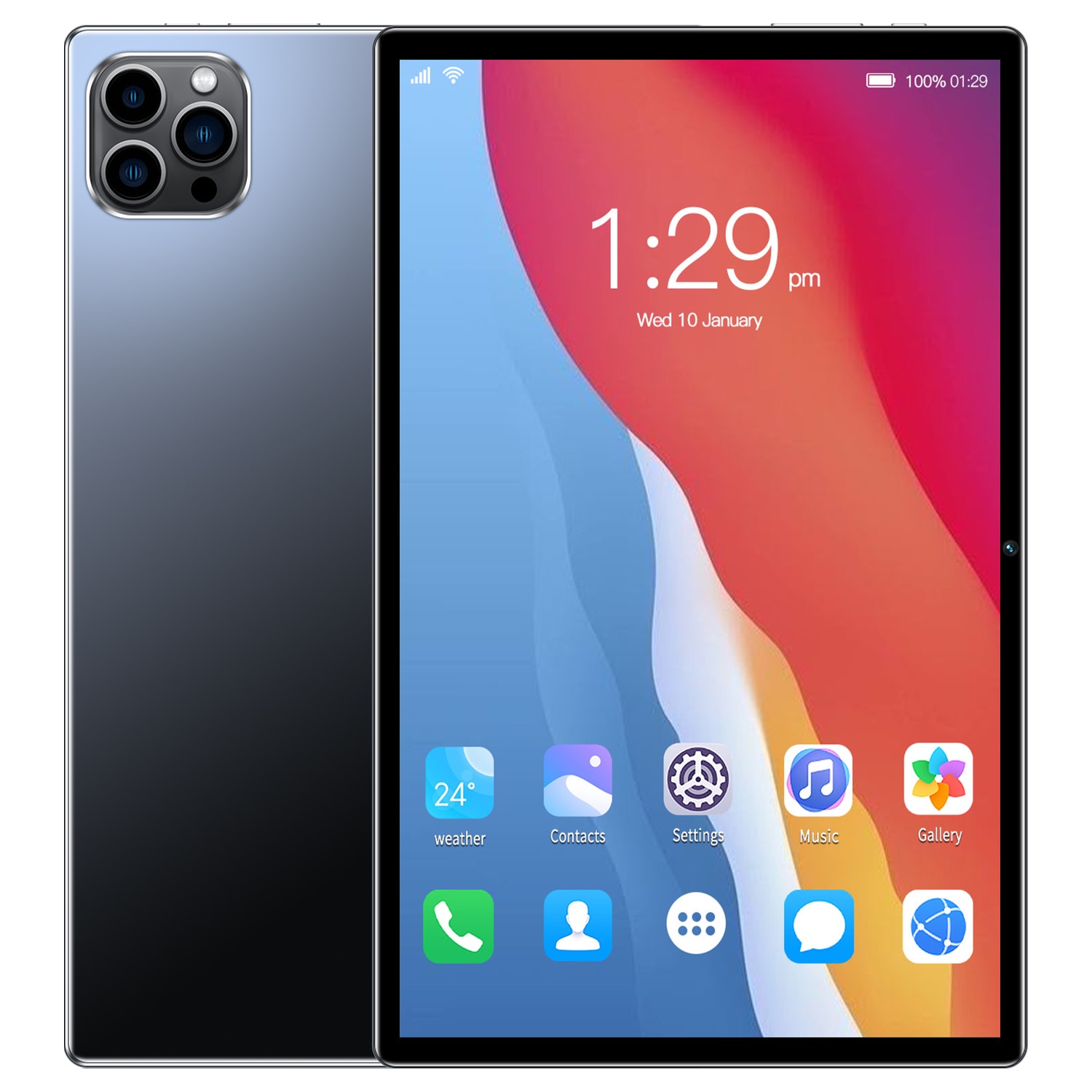 Tableta 10 inci, Android 13, MUMOYAN, Cu SIM, 12GB RAM, 128GB ROM, 1280x800 IPS, Camera dubla, Baterie de 6000mAh, Gri