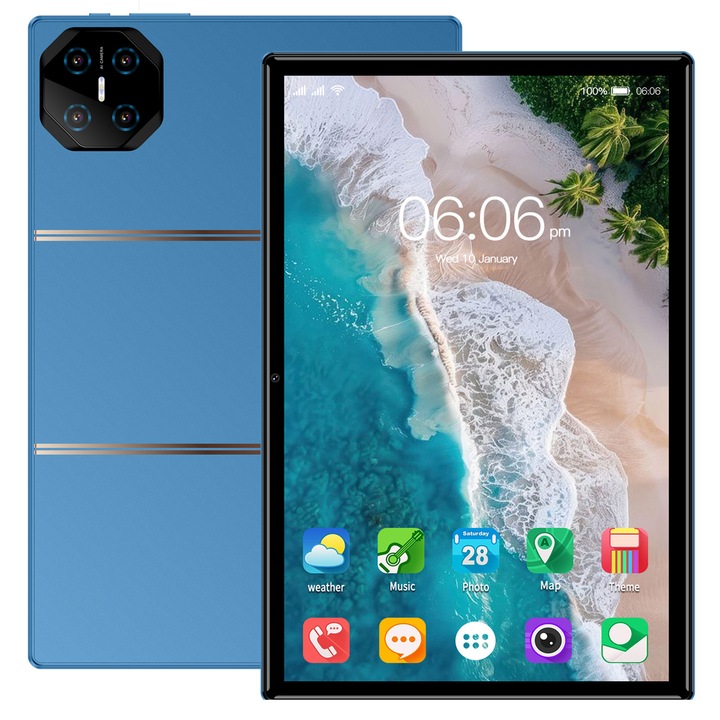 Táblagép 10.1 hüvelykes, MUMOYAN, Android 13, 12 GB RAM, 128 GB ROM, 1280x800 IPS, Dupla kamera, 6000 mAh akkumulátor, 1280 x 800 SIM-kártyával, 10.1 hüvelykes, 128 GB, Kék