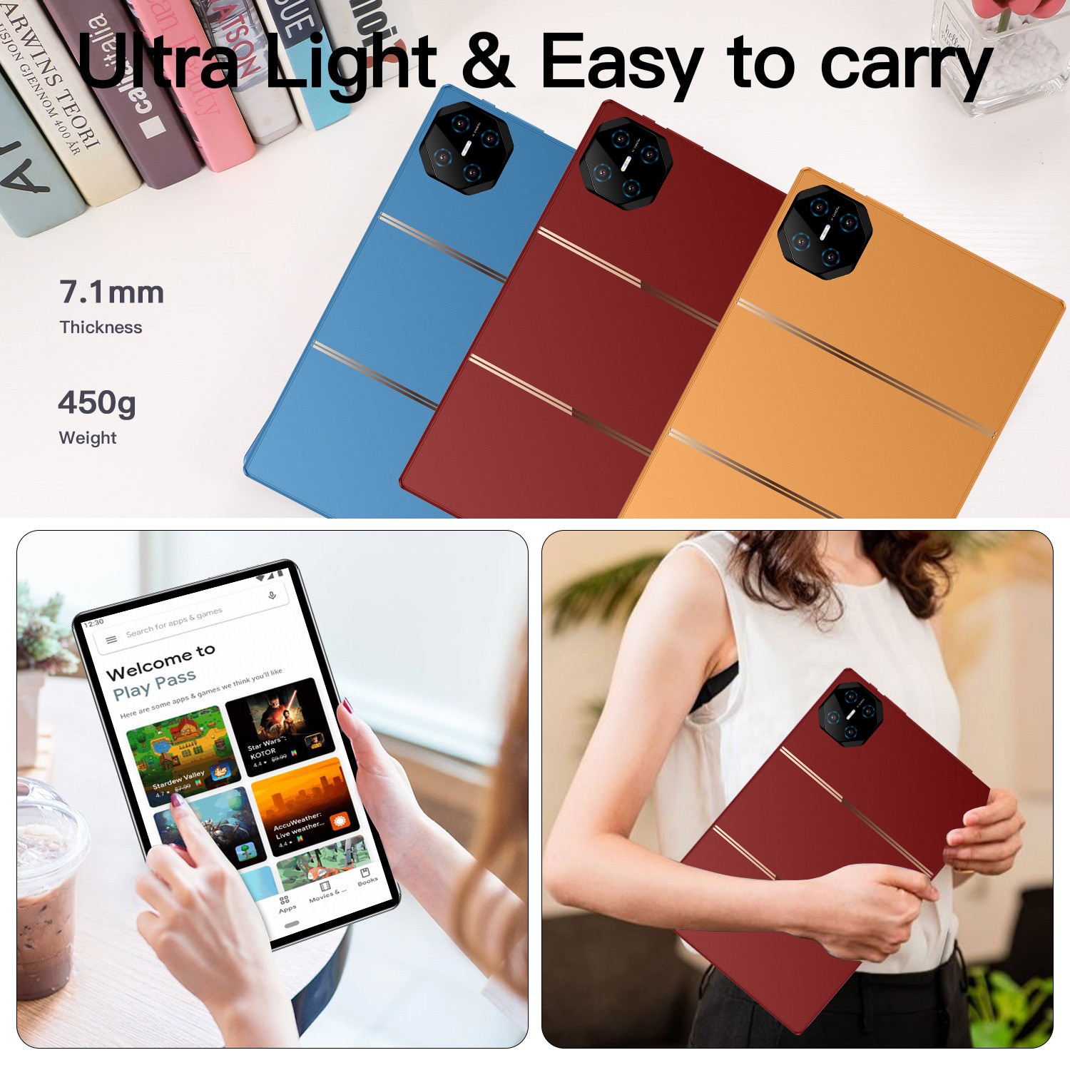 Tableta 10.1 inci, MUMOYAN, Cu SIM, Android 13, 12GB RAM, 128GB ROM, 1280x800 IPS, 6000mAh, Gri, 1280 x 800 Cu SIM 10.1 inch 128 GB