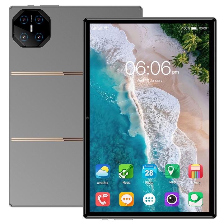 10.1 hüvelykes tablet, MUMOYAN, SIM-kártyával, Android 13, 12 GB RAM, 128 GB ROM, 1280x800 IPS, 6000 mAh, szürke, 1280 x 800 SIM-kártyával 10.1 hüvelyk 128 GB