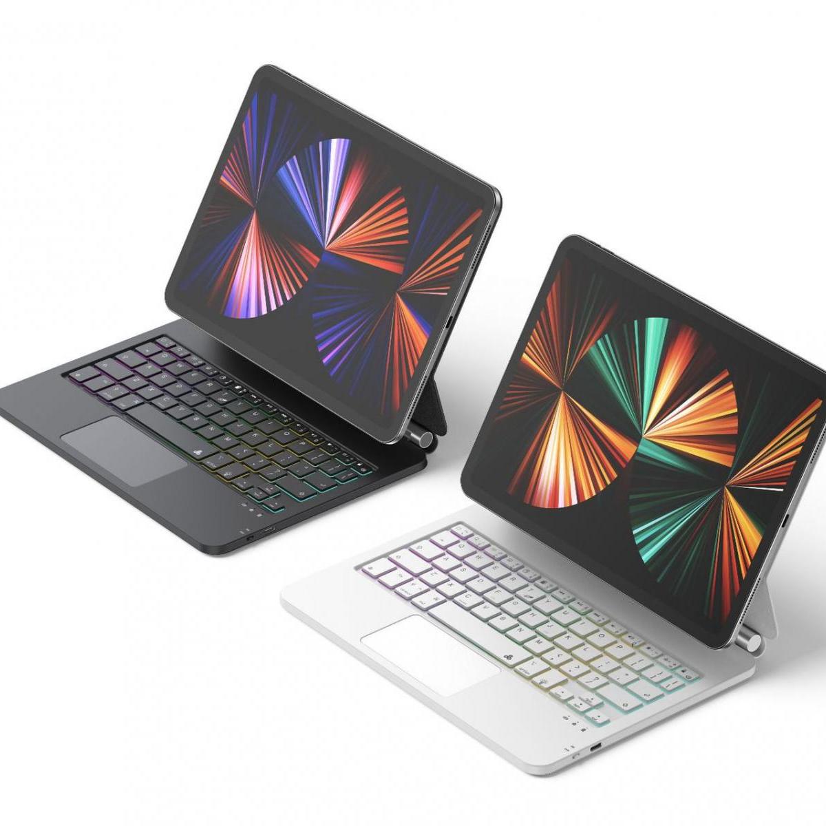 Husa cu tastatura Magic Keyboard, model Pro 11 inch 2024, atasare magnetica flotanta, iluminare din spate reglabila a tastaturii, include tastatura Bluetooth si trackpad, accepta comenzi tactile iOS si taste rapide, Alb