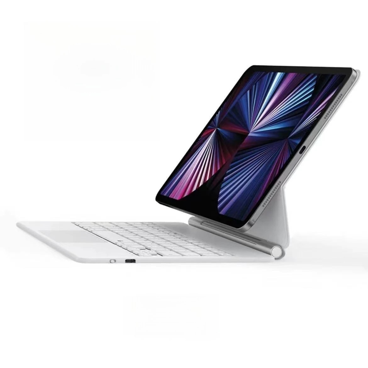 Husa cu tastatura Magic Keyboard, model Pro 11 inch 2024, atasare magnetica flotanta, iluminare din spate reglabila a tastaturii, include tastatura Bluetooth si trackpad, accepta comenzi tactile iOS si taste rapide, Alb