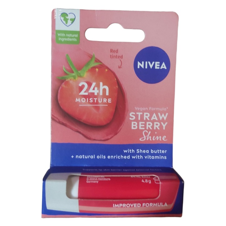Balsam de buze NIVEA Lip Care Strawberry Shine, 4.8g