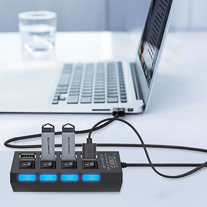 i-JMB 4 portos USB 2.0 HUB kapcsolóval