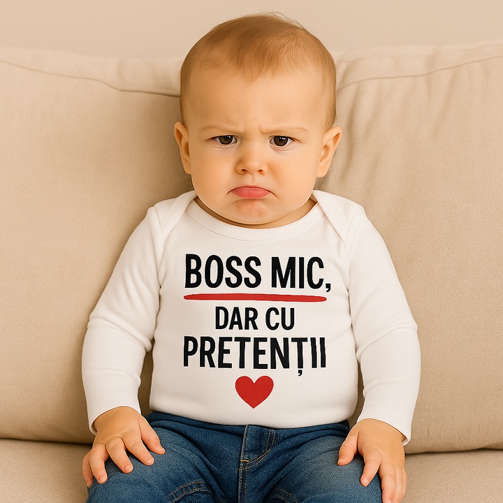 Body bebe „Boss mic, dar cu pretentii” – outfit amuzant pentru micii sefi ai casei, 80, Tipo-Art