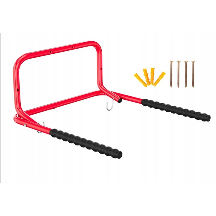 Suport pentru biciclete, Verk Group, pliabil, 2 biciclete, negru-rosu