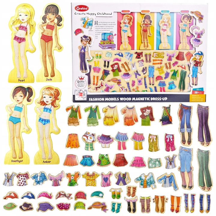 Puzzle educativ set 4 modele, Onshine, 69 elemente, accesorii magnetice, 12cm