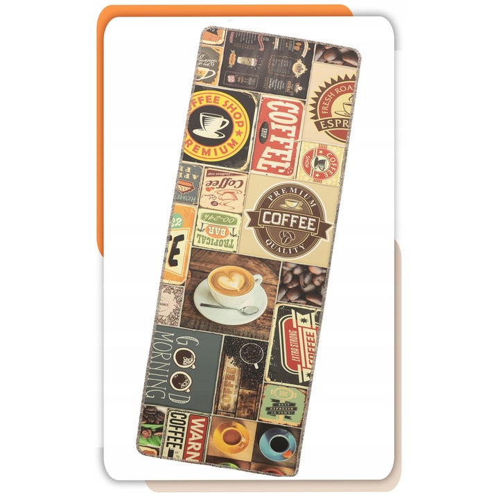 Covoare, Allvo, Chodnik din PVC, impermeabil, 60x180cm, design unic cu cafea, rezistent la pete