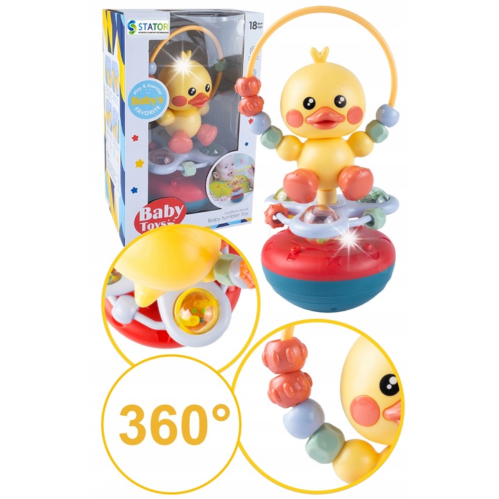 Interaktív oktatójáték Stator, Wanka Wstanka, 360°-ban forgatható fejjel, többféle színben, 22,5x11x13cm