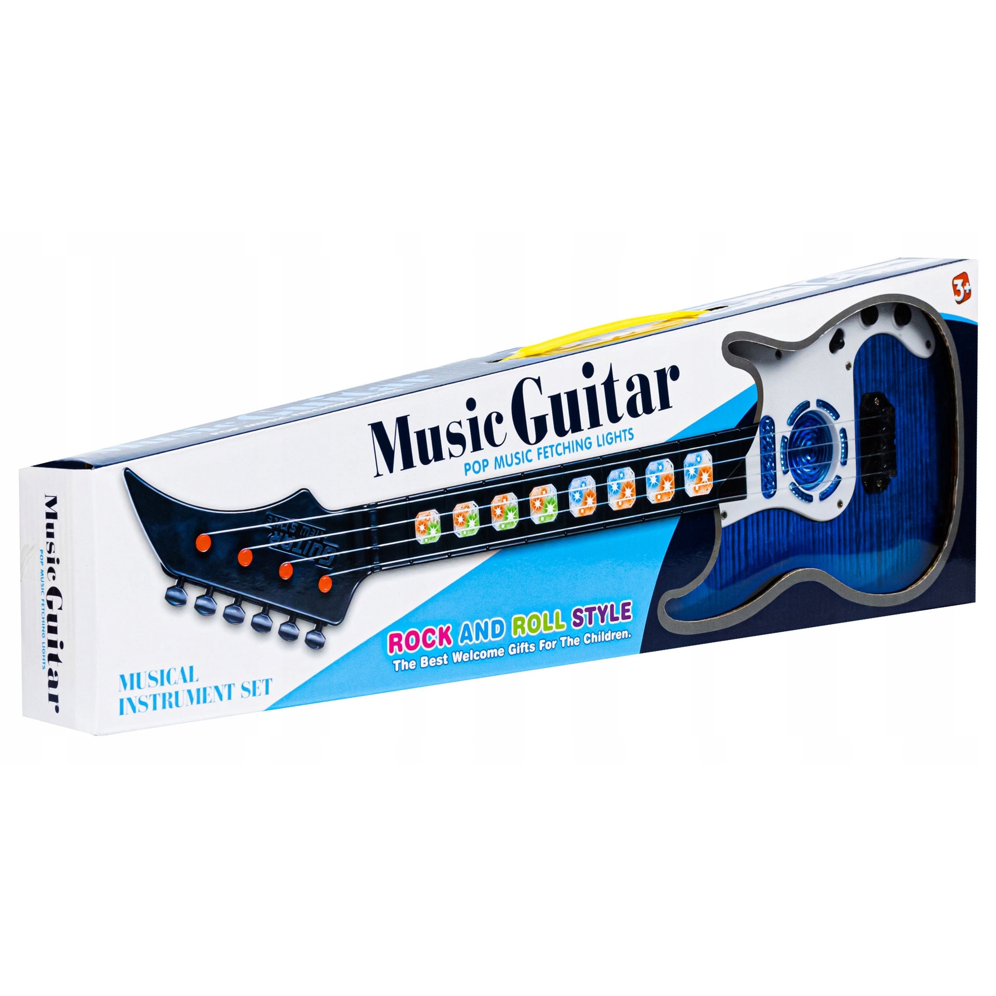 Chitara electrica pentru copii, click4toys, 8 melodii, iluminare