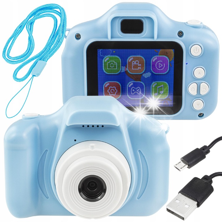 Lewer X5 2in1 digitális fényképezőgép, 12MP, 2.0" IPS, 45 keret, többszínű, gyermekeknek