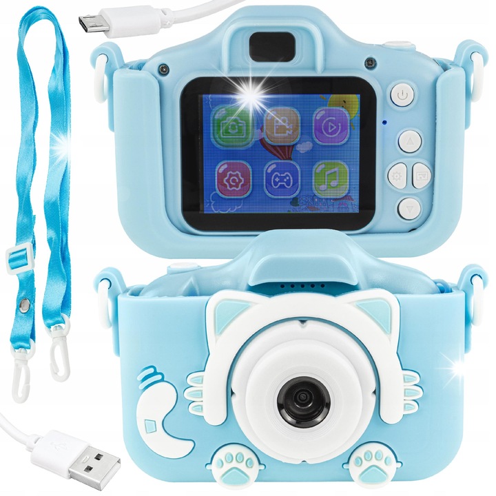 Aparat foto digital pentru copii Lewer X5, 40 MP, roz, set complet