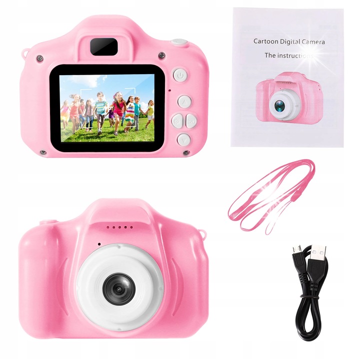 Aparat foto digital pentru copii Lewer, 10 MP, cu 2 camere, jocuri incluse, 8,8x5,9x3,5cm, culoare pirat