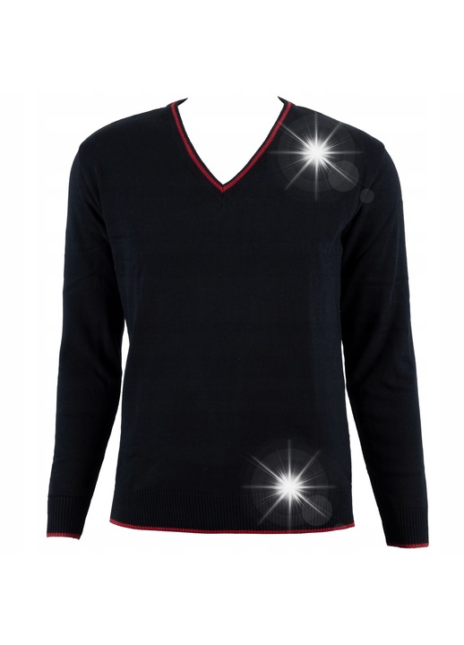 Pulover barbati cu decolteu in V modus, negru, bumbac\acril