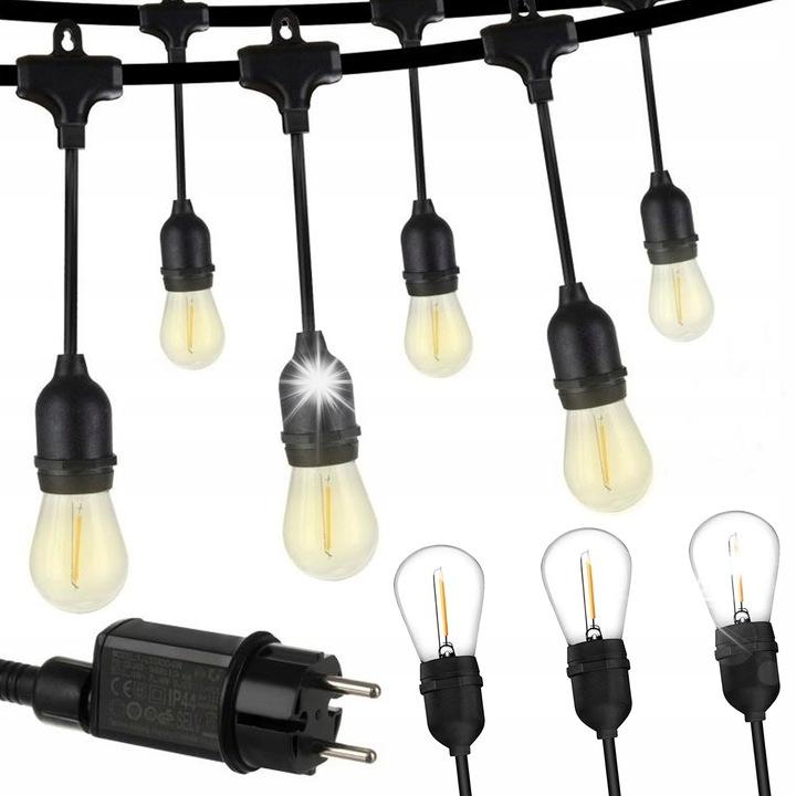 Ghirlanda luminoasa exterioara Lewer, 20m, 20 LED, alb cald, IP44