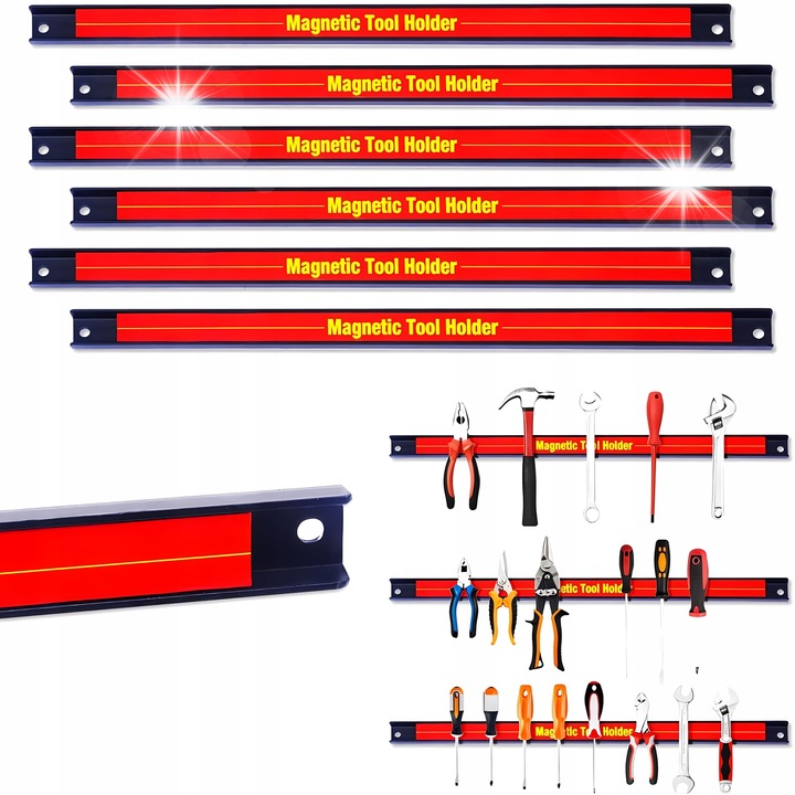 Set 6 liste magnetice Blurr, 46x2,5x0,8cm, capacitate 13kg, rezistente la coroziune
