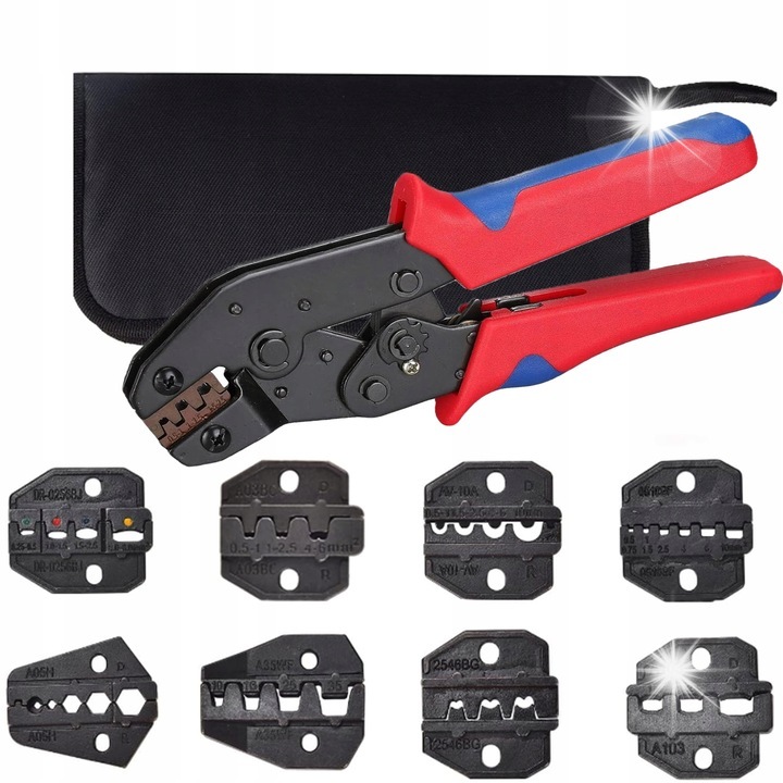 Комплект клещи за кримпване blurr за конектори, 9 матрици, ергономични, с автоматичен освобождаващ механизъм