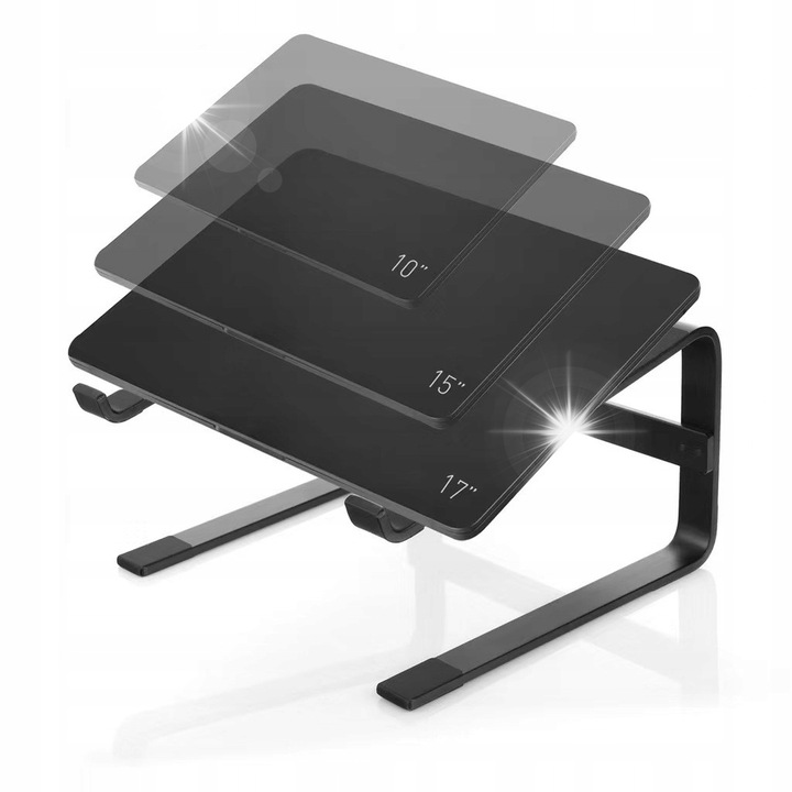 Suport laptop/tableta NovazaTech, aluminiu, negru, 10-17", reglabil, antiderapant