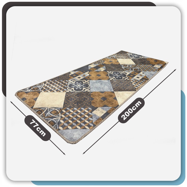 Covor bucatarie, Allvo, Impermeabil, 77x200cm, Multicolor