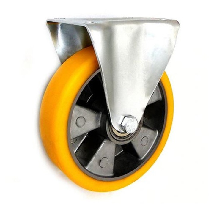 Roata aluminiu+poliuretan 180mm, ZABI, 47mm latime, 210mm inaltime, 300kg capacitate, set