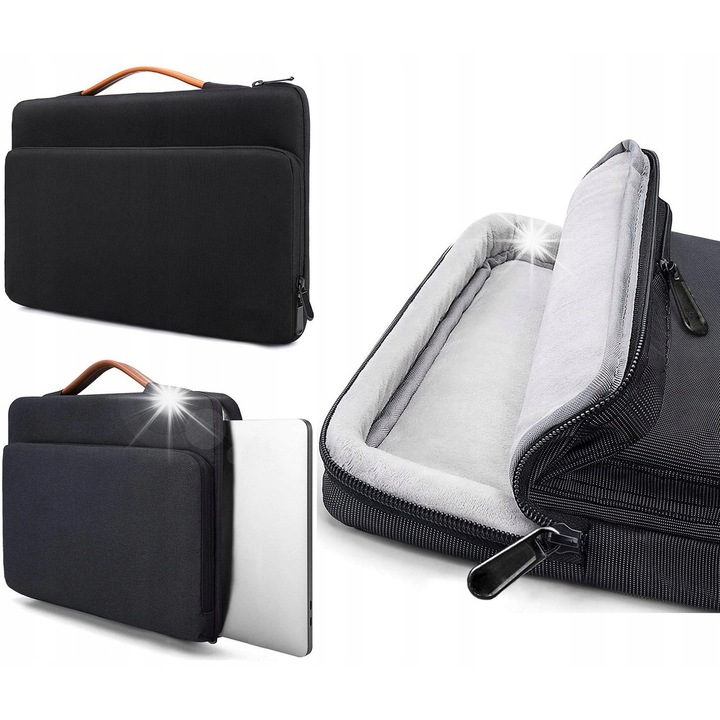 Geanta laptop Novaza Tech, 15-16 inch, nylon rezistent la apa, neagra, 41x30x3,5cm