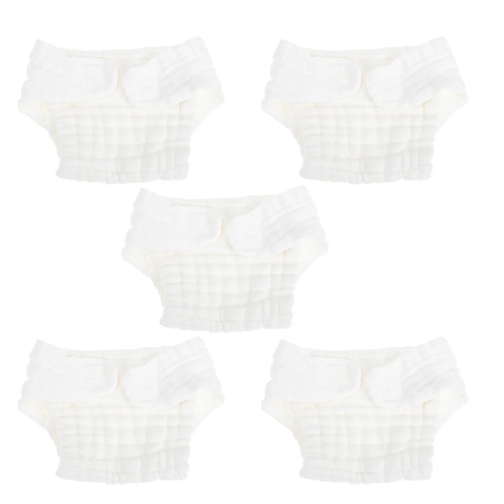 Комплект от 5 многократни платнени пелени за новородени, перящи се