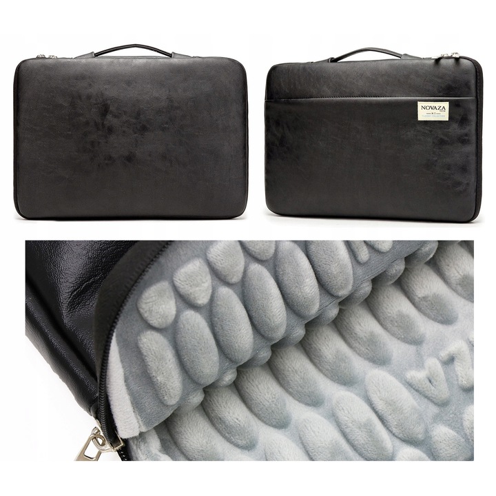 Etui laptop 12,5-13,3 Novaza Tech, rezistent la socuri, impermeabil, 345x245x30mm, cu buzunar pentru accesorii