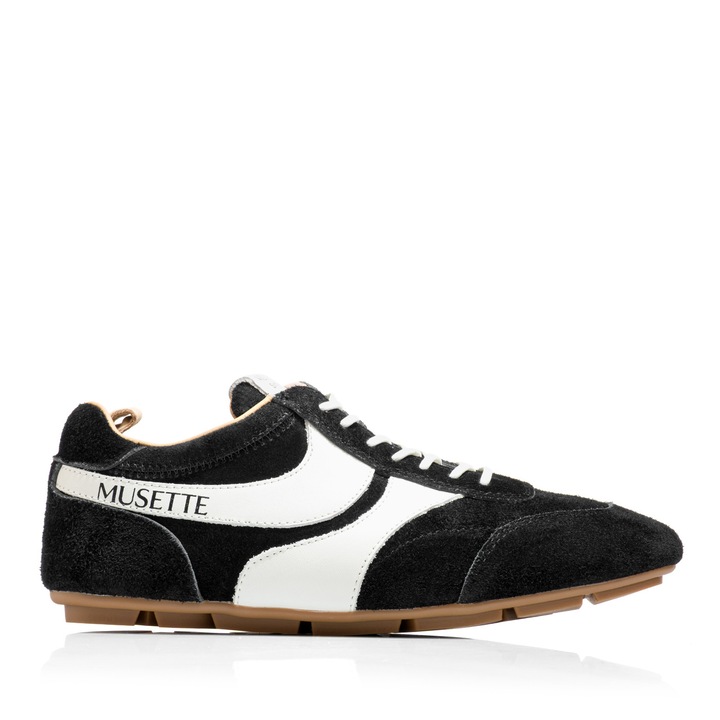 Sneakersi dama, Musette, HAKUBA, Piele intoarsa/Piele naturala, Negru