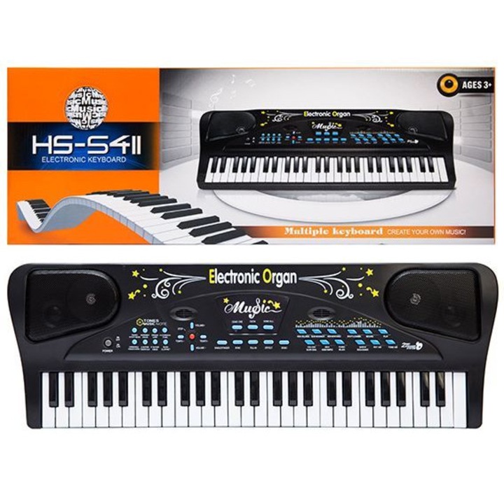 Pianino cu microfon, Kathay-Haster, 54 clape, 16 tonuri, 8 percutii, 70x10x26cm