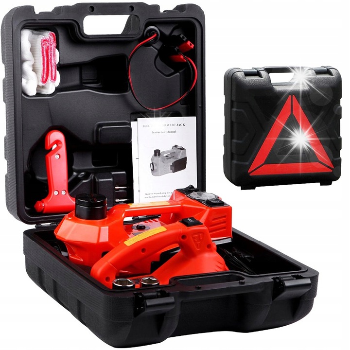 Set elevatoare auto electric 5T 12V cu lampa LED si cheie automata, 31x15x14,5cm