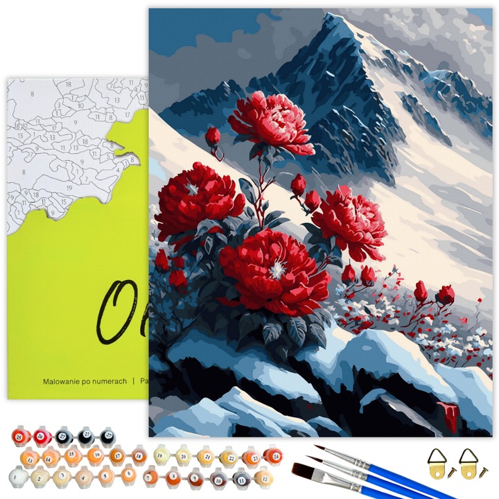 Pictura pe numere 40x50cm - Set complet cu panza numerotata, Tablou cu Rama, Flori “Valea florilor”, Arta DIY pentru Adulti si Copii - Oh Art!®