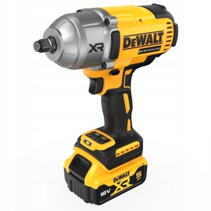 Cheie de impact electrica cu acumulator DeWALT 18V, 1355Nm, 2 acumulatori 5.0Ah, 1/2", cu valiza