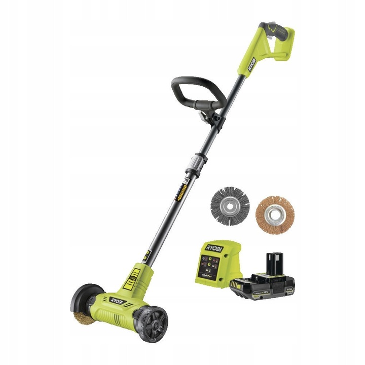 Padlótisztító gép, Ryobi, 18V ONE+ drótkefével, 2,0 Ah akkumulátorral, töltővel, 115mm