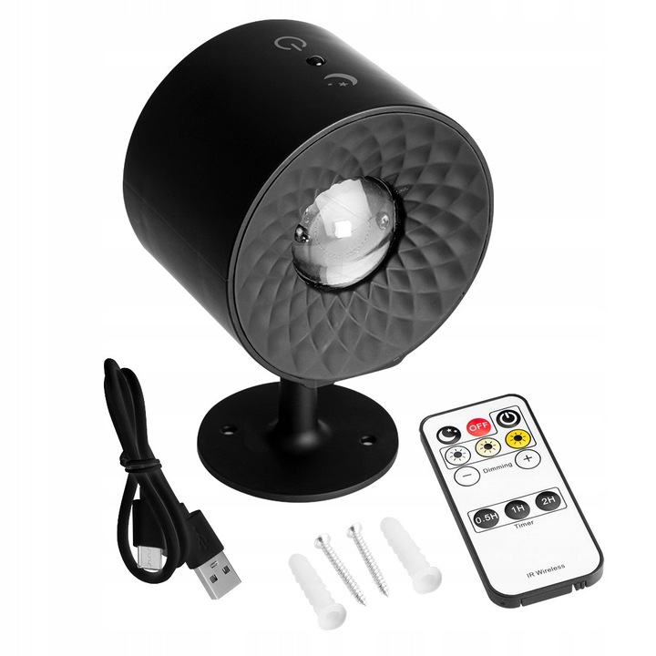 NEO TOOLS beltéri LED lámpa, 3 teljesítmény, 3 szín, távirányítóval, 12x8x6cm