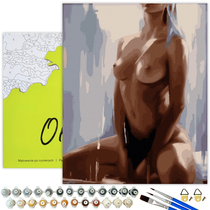 Рисуване по номера 40x50cm - Пълен комплект с номерирано платно, Картина с рамка за възрастни “Очарователен силует” Направи си сам за възрастни и деца - Oh Art!®