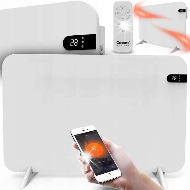 Convector electric Cronos, panou radiant IR 450W, WiFi, cu picioare