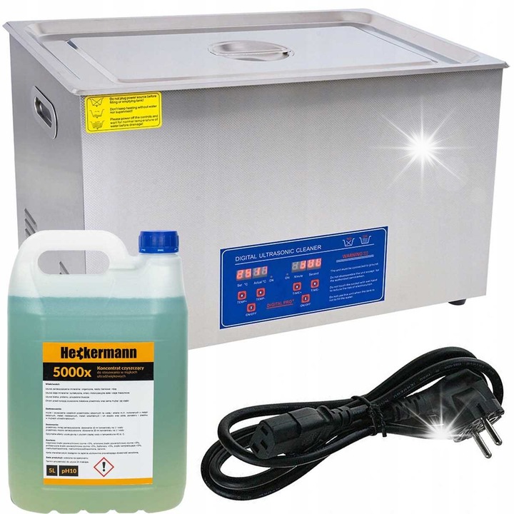 HECKERMANN 22L 480W ultrahangos mosógép, 5L mosószerrel, méretei 53x33x28cm