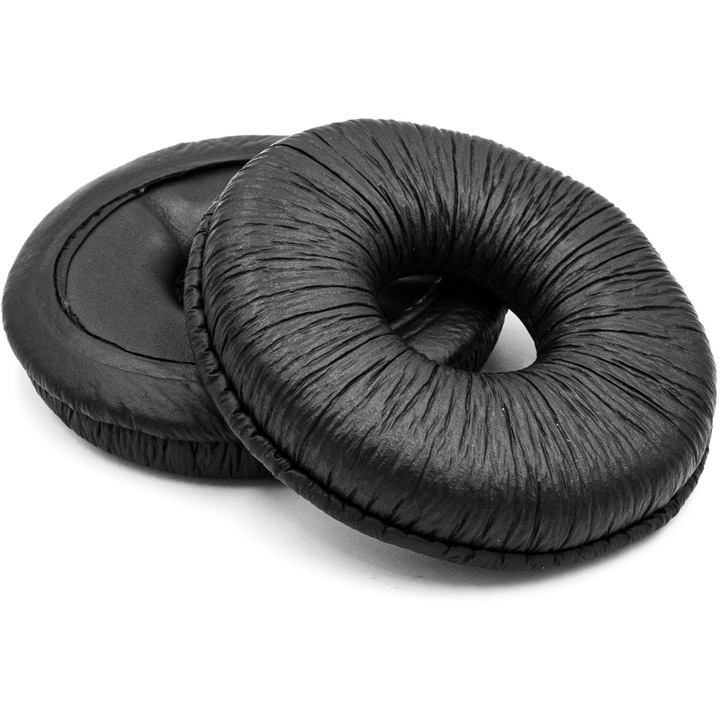 Резервни възглавнички YIVO Premium, протеинова кожа, повишен комфорт, комплект 2 броя, черни, размери 80x70x25mm, за слушалки