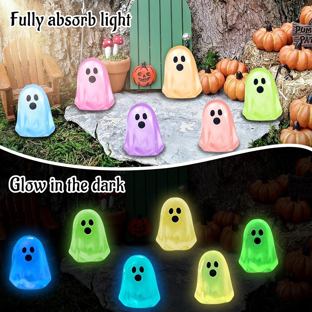 Set 120 figurine fantome mini din rasina luminoase pentru Halloween ...
