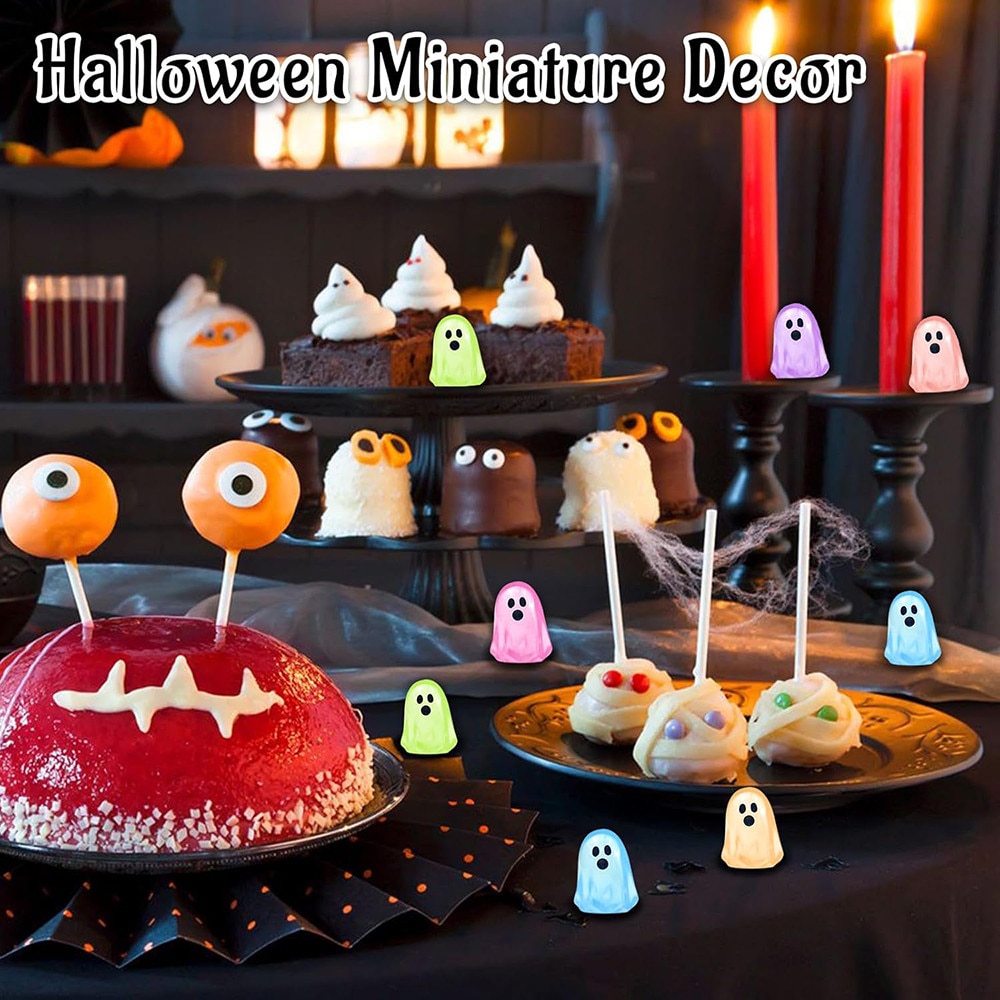 Set 120 figurine fantome mini din rasina luminoase pentru Halloween ...