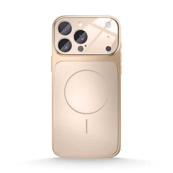 Husa pentru Apple iPhone 14 Pro Max Daden® MagLens, Slim, Incarcare wireless, Magsafe, Protectie camera inclusa, Auriu