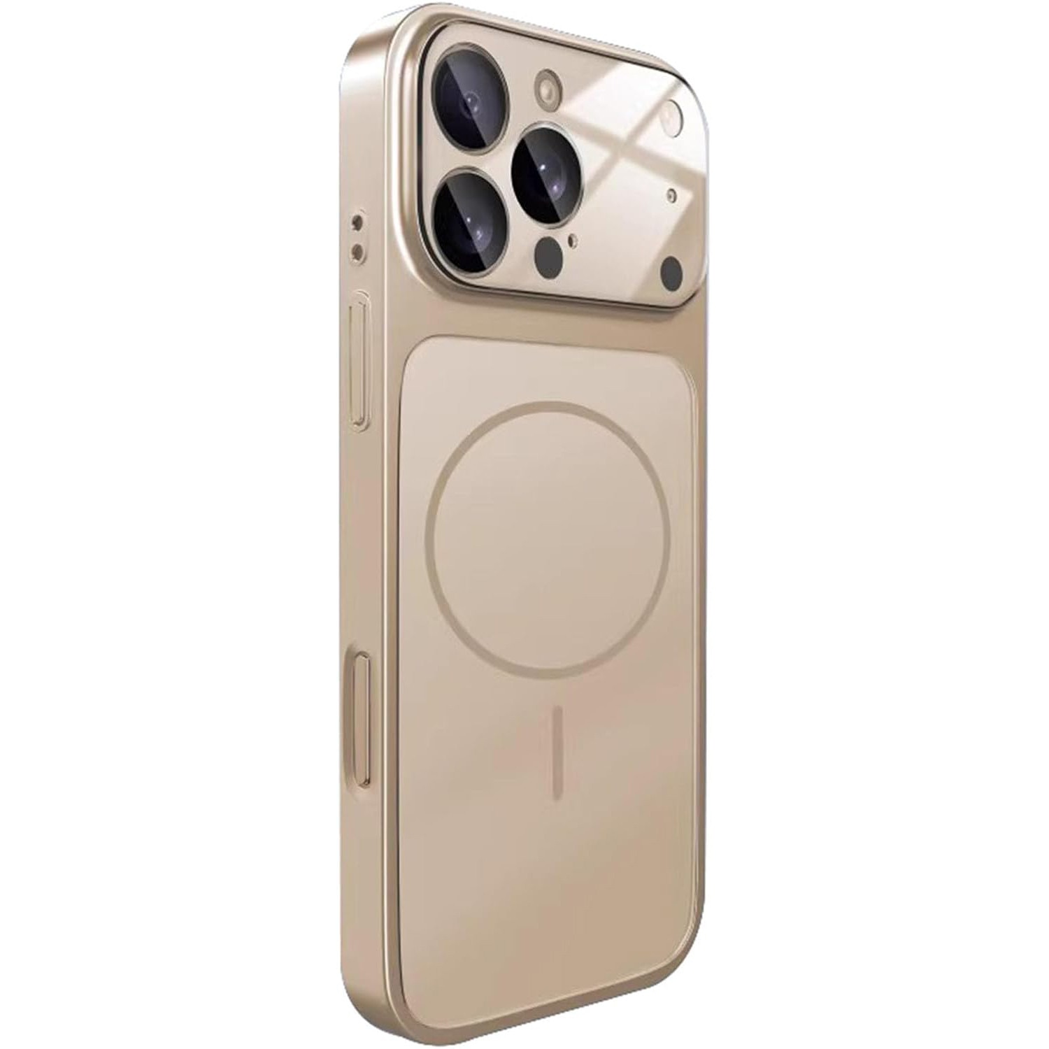 Husa pentru Apple iPhone 14 Pro Max Daden® MagLens, Slim, Incarcare wireless, Magsafe, Protectie camera inclusa, Auriu