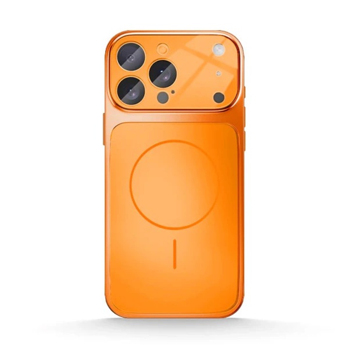 Калъф съвместим с Apple 15 Pro Max Daden® MagLens, тънък, безжично зареждане, включена защита за камерата, оранжев