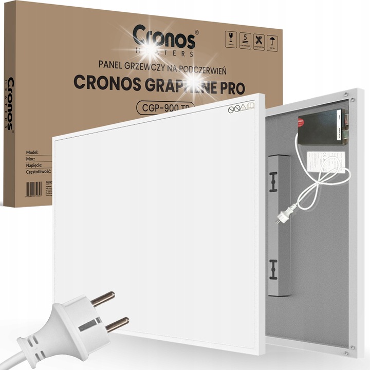 Panou de incalzire Cronos CGP-900 TP, 900W, alb, cu telecomanda si accesorii de montaj pe tavan, dimensiuni 120,5x75,5cm